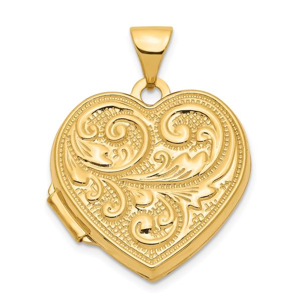 Gold Classics(tm) 14kt. Gold Scrolled Love You Always Heart Locket - image 