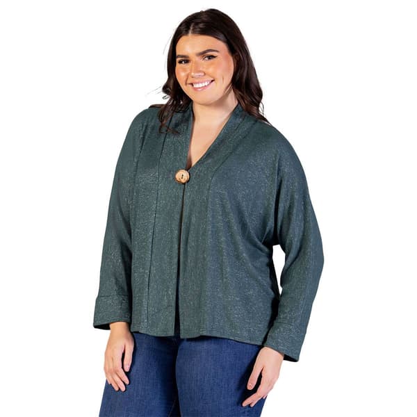 Plus Size 24/7 Comfort Apparel Single Button Front Cardigan