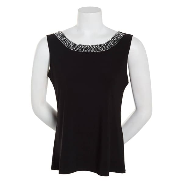Womens MSK Sleeveless Farage Bead Trim Neck Top - image 