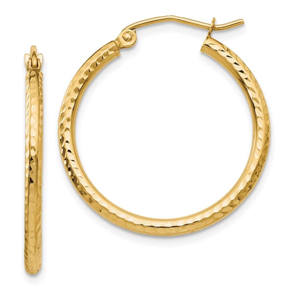 Gold Classics(tm) 14kt. White Gold 25mm Tube Hoop Earrings - image 