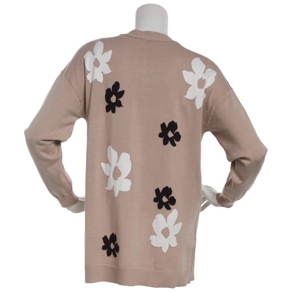 Plus Size Hanna & Gracie Long Sleeve Floral Intarsia Cardigan