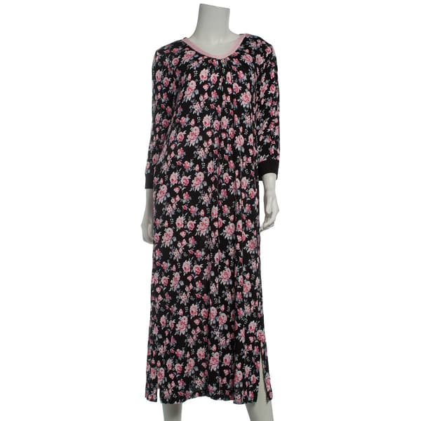 Womens Rene Rofe 3/4 Sleeve Floral Ribbon Trim V-Neck Nightgown - image 