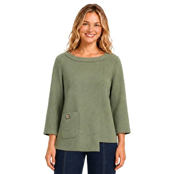 Womens Ali Miles 3/4 Sleeve Front Seam With Front Pocket Top - image 