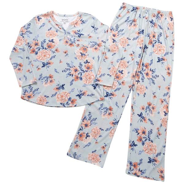 Womens Karen Neuburger Long Sleeve Floral Henley Pajama Set - image 