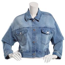 Womens Baccini Cropped Flap Pocket Denim Jacket