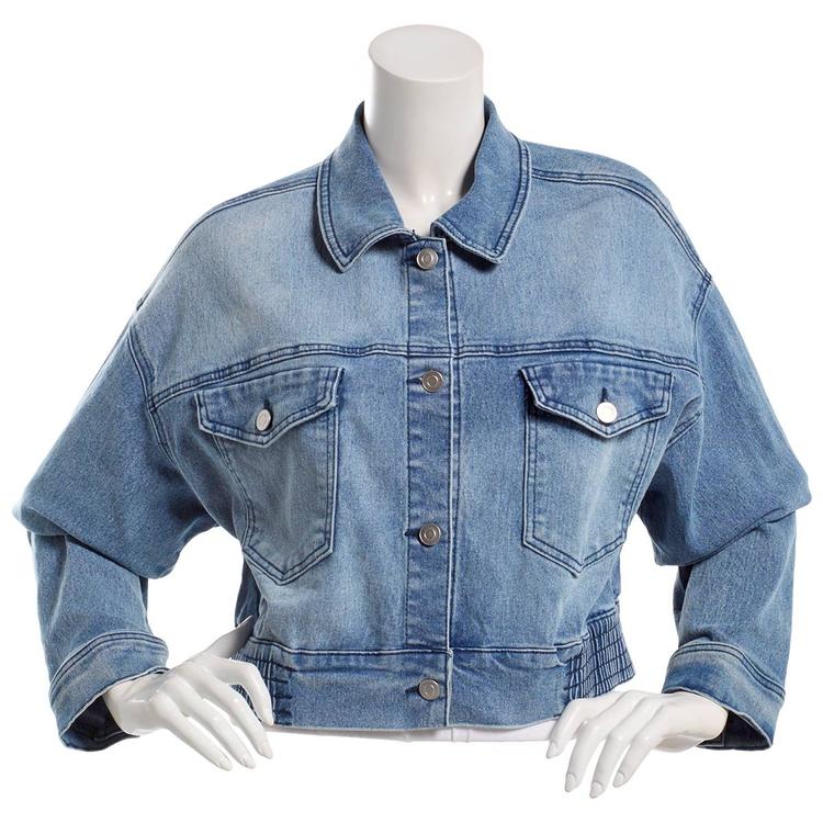 Womens Baccini Cropped Flap Pocket Denim Jacket