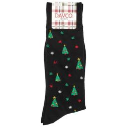 Mens Davco Christmas Retro Trees Crew Socks