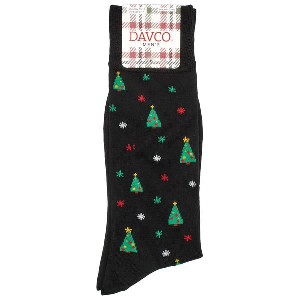 Mens Davco Christmas Retro Trees Crew Socks - image 