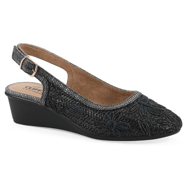 Womens Cliffs by White Mountain Boris Wedge Slingback Heels -Wide - image 