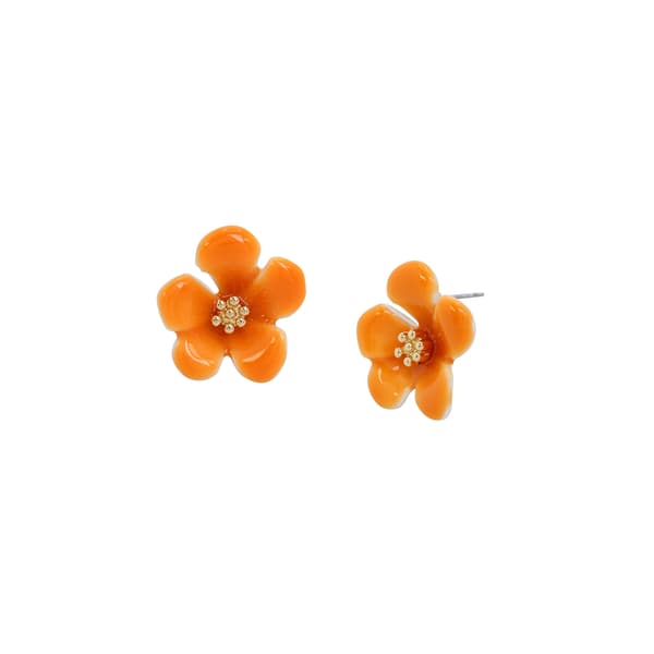 Betsey Johnson Tropical Flower Stud Earrings - Orange - image 