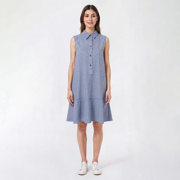 Womens Emma & Michele Sleeveless Ruffle Hem Shirtdress - image 