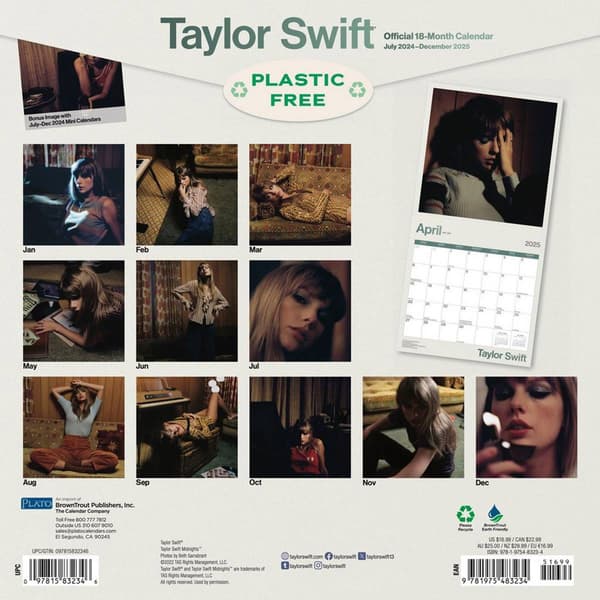 Taylor Swift 18-Month Square Wrap Calendar