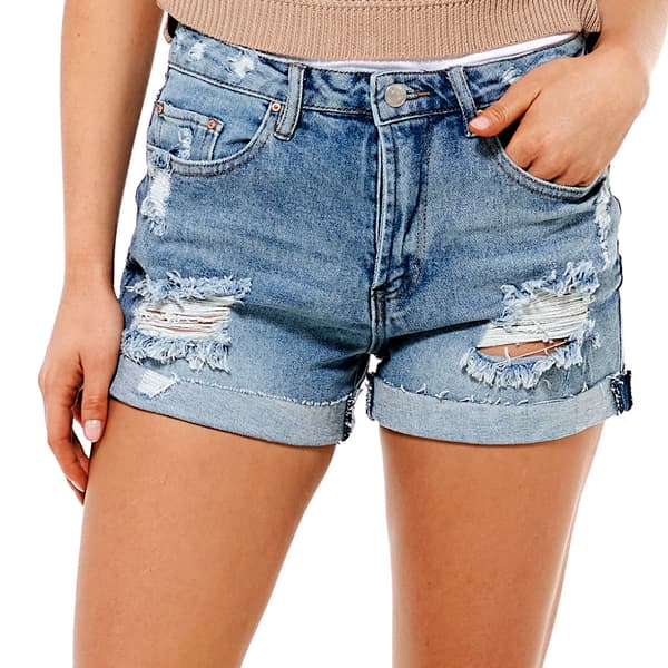 Juniors Almost Famous(tm) Rise Up Distressed Denim Short Shorts - image 