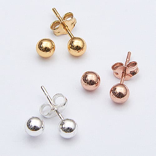 Marsala 3pr. Tri-Tone Ball Post Earrings Set