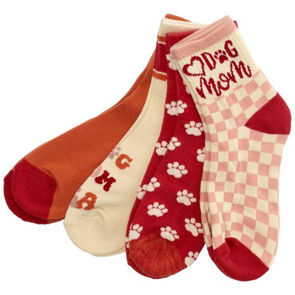 Womens MUK LUKS&#40;R&#41; 4pk. Quarter Crew Dog Mom Socks - image 
