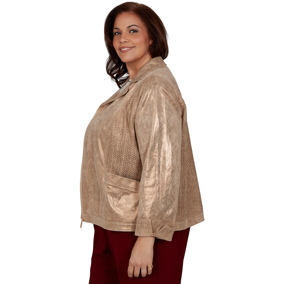 Plus Size Alfred Dunner Union Square Mixed Media Suede Jacket
