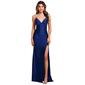 Juniors Crystal Doll Indigo Satin Rhinestone Strap Sheath Dress - image 1