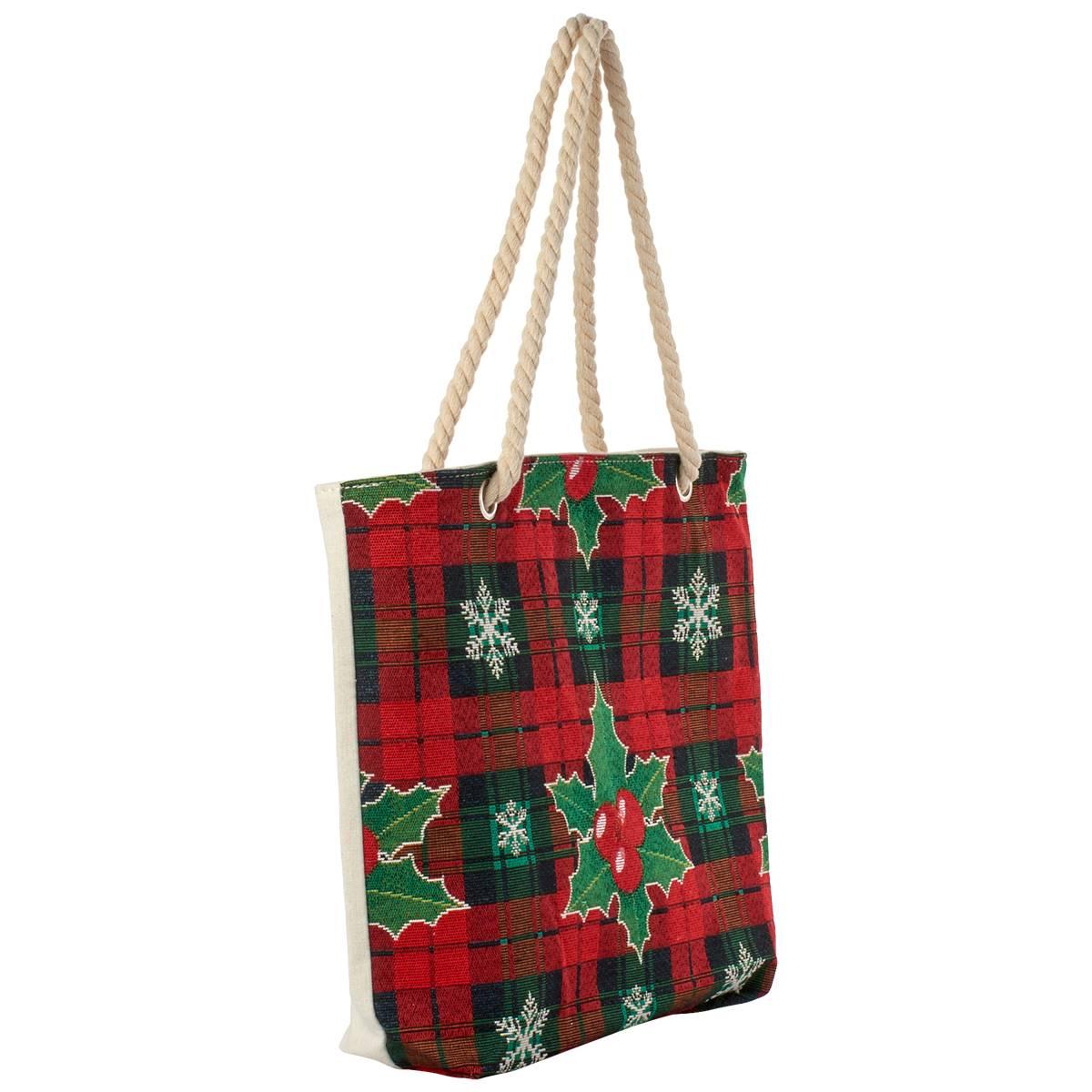 Renshun Holly Plaid Tapestry Tote