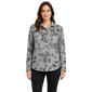Womens Zac & Rachel Long Sleeve Half Button Up Floral Flocked Ha - image 1