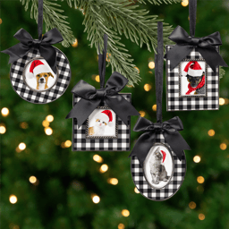 Northlight 4ct. Plaid Photo Frame Christmas Ornaments with Bows
