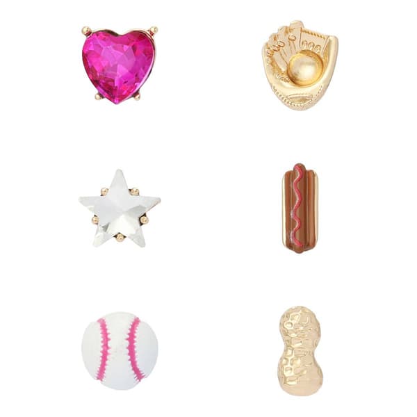 Betsey Johnson Baseball Single Stud Earring Set