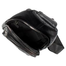 Mens Pleather Double Zip Sling Bag - Black