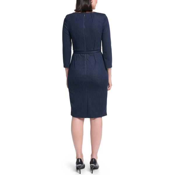 Womens Calvin Klein 3/4 Sleeve Pinstripe Sheath Dress