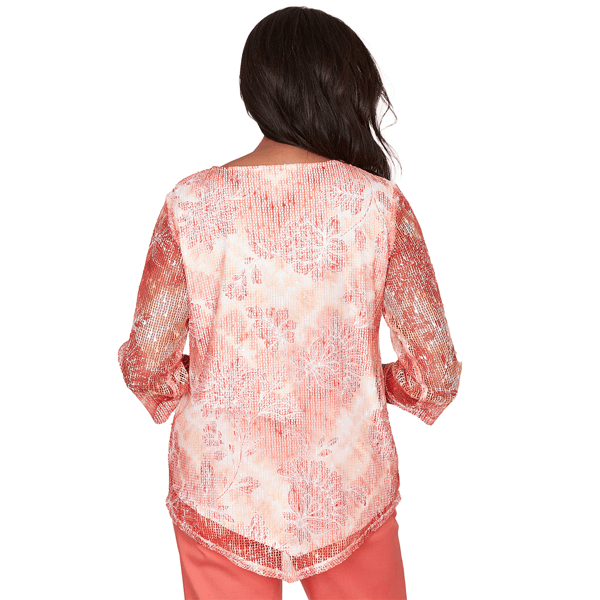 Petites Alfred Dunner Resort Living Tie Dye Floral Blouse