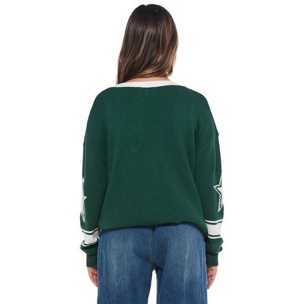 Juniors Derek Heart V-Neck Oversized Number Sweater