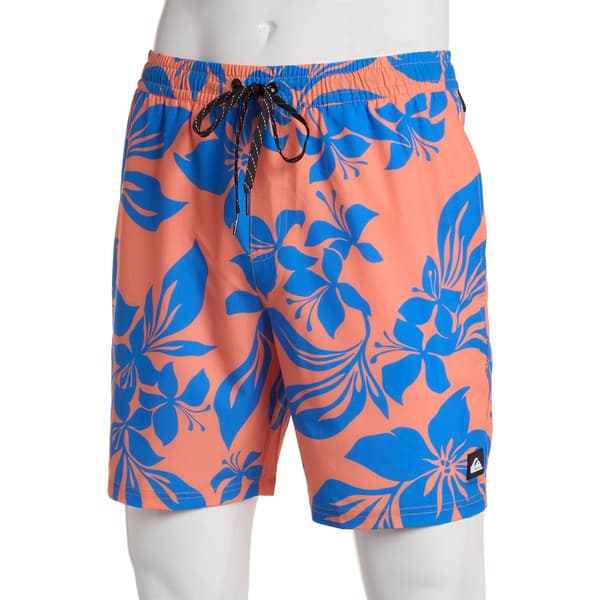 Young Mens Quiksilver Hibiscus Print Volley Shorts - image 