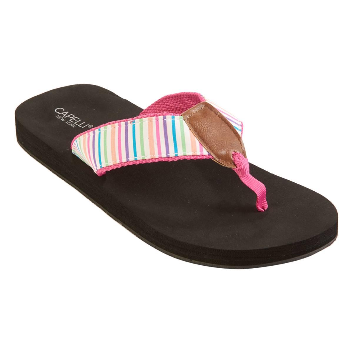 Womens Capelli New York Lamy Striped Flip Flops