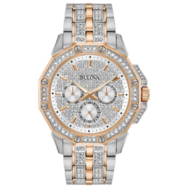 Mens Bulova Octava Two-Tone Crystal Bracelet Watch - 98C133 - image 