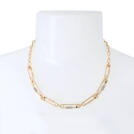 Steve Madden Pave Paper Clip Chain Necklace