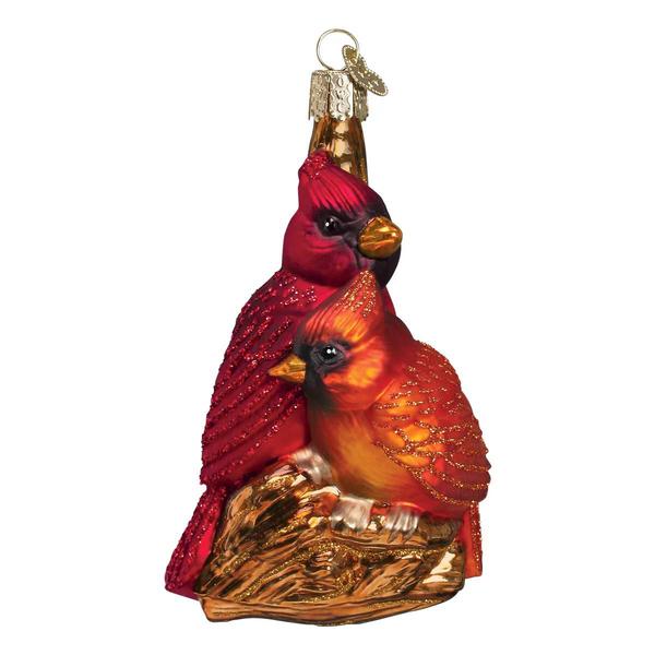 Old World Christmas Pair Of Cardinals Glass Ornament