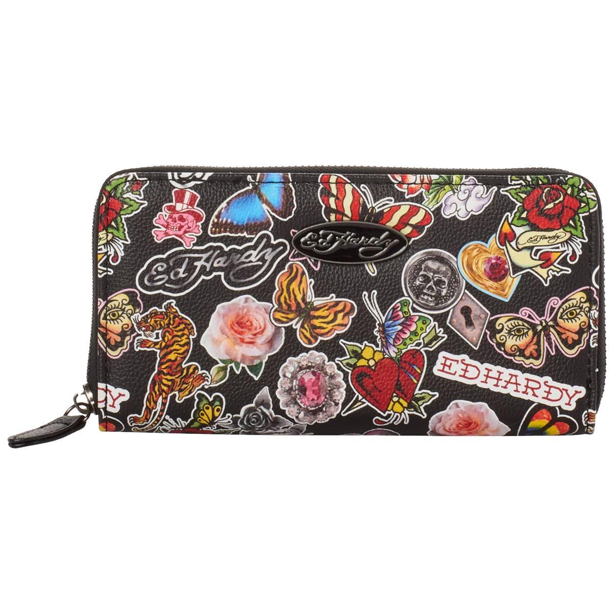 Womens Ed Hardy Renata Zip-Around Wallet