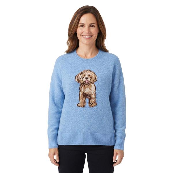 Petite Hanna & Gracie Long Sleeve Dog Crew Neck Sweater