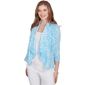 Womens Hearts of Palm Aqua Fresh 3/4 Sleeve Cascade Cardigan - image 3