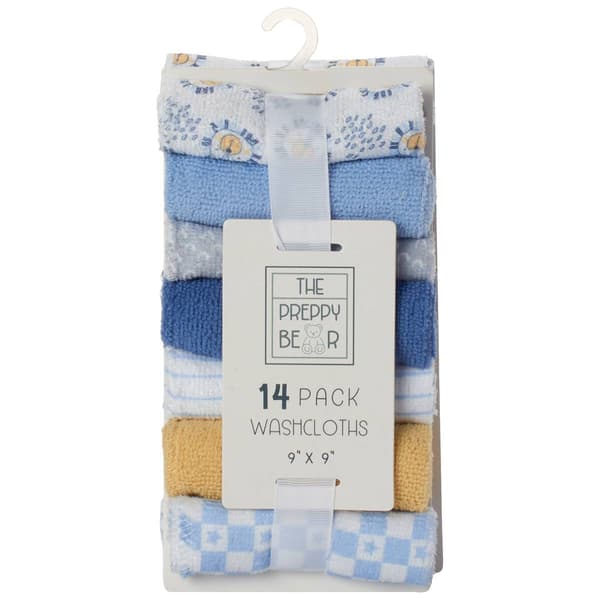 The Preppy Bear 14pk. Lion/Print/Solid Washcloths - image 