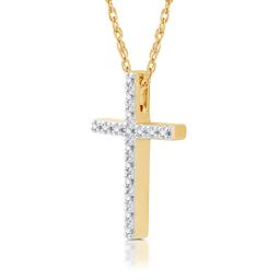 Nova Star® 1/10ctw. Two-Tone Lab Grown Diamond Cross Pendant