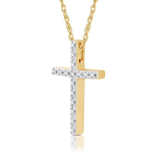 Nova Star&#174; 1/10ctw. Two-Tone Lab Grown Diamond Cross Pendant