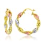 Gold Classics&#40;tm&#41; Tri-Color Twisted Diamond Cut Hoop Earrings - image 1