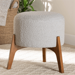 Baxton Studio Elkie Japandi Wood Ottoman Footstool