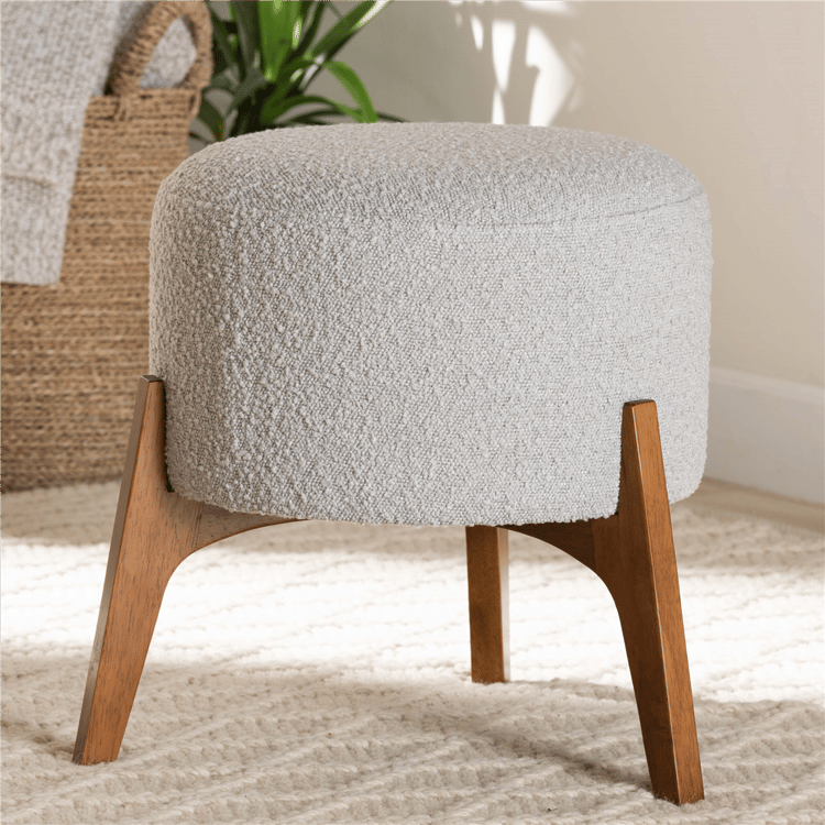Baxton Studio Elkie Japandi Wood Ottoman Footstool