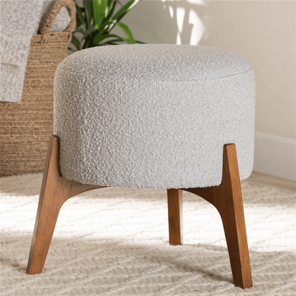 Baxton Studio Elkie Japandi Wood Ottoman Footstool