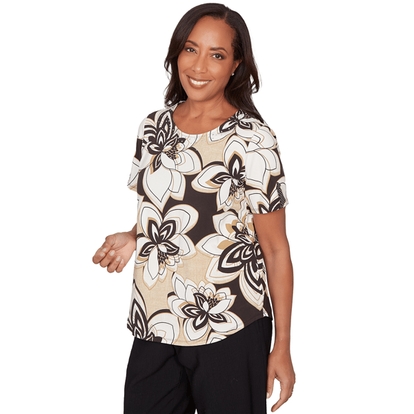 Womens Alfred Dunner Detail Driven Floral Stained Glass Blouse