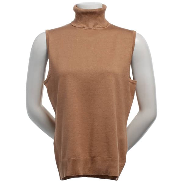 Womens Cable & Gauge Sleeveless Solid Turtleneck Sweater - image 