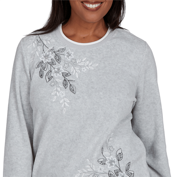 Petite Alfred Dunner Classics Floral Embroidered Sweatshirt