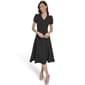 Womens Calvin Klein Puff Sleeve V Neck Crepe A-Line Midi Dress - image 1
