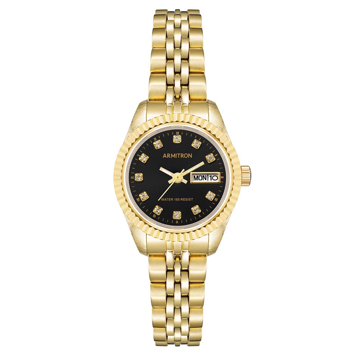 Womens Armitron Gold with Black Dial Bracelet Watch -...