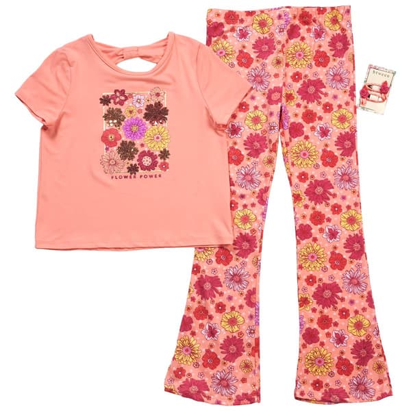 Girls (7-12) BTween(R) 2pc. Sparkle Flower Tee w/ Flare Leggings - image 